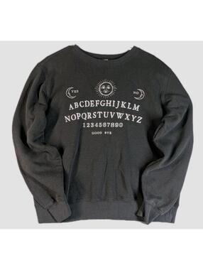 Ouija Unisex L Black Graphic Sweatshirt Spell Out Gothic Emo Grunge Crewneck